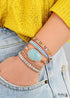 Boho Bracelet, 5 Layers Leather Wrap Bracelet, Handmade Natural Blue Stone Crystal